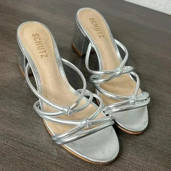 SCHUTZ  Shoes Womens Schutz
Princey Strappy Metallic Silver Size 5.5B - Picture 3 of 11